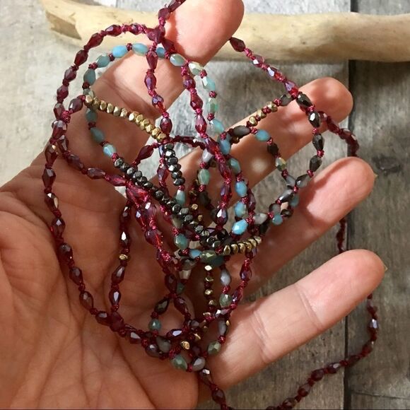 Long 60” multi color mix beads boho necklace - Picture 7 of 8